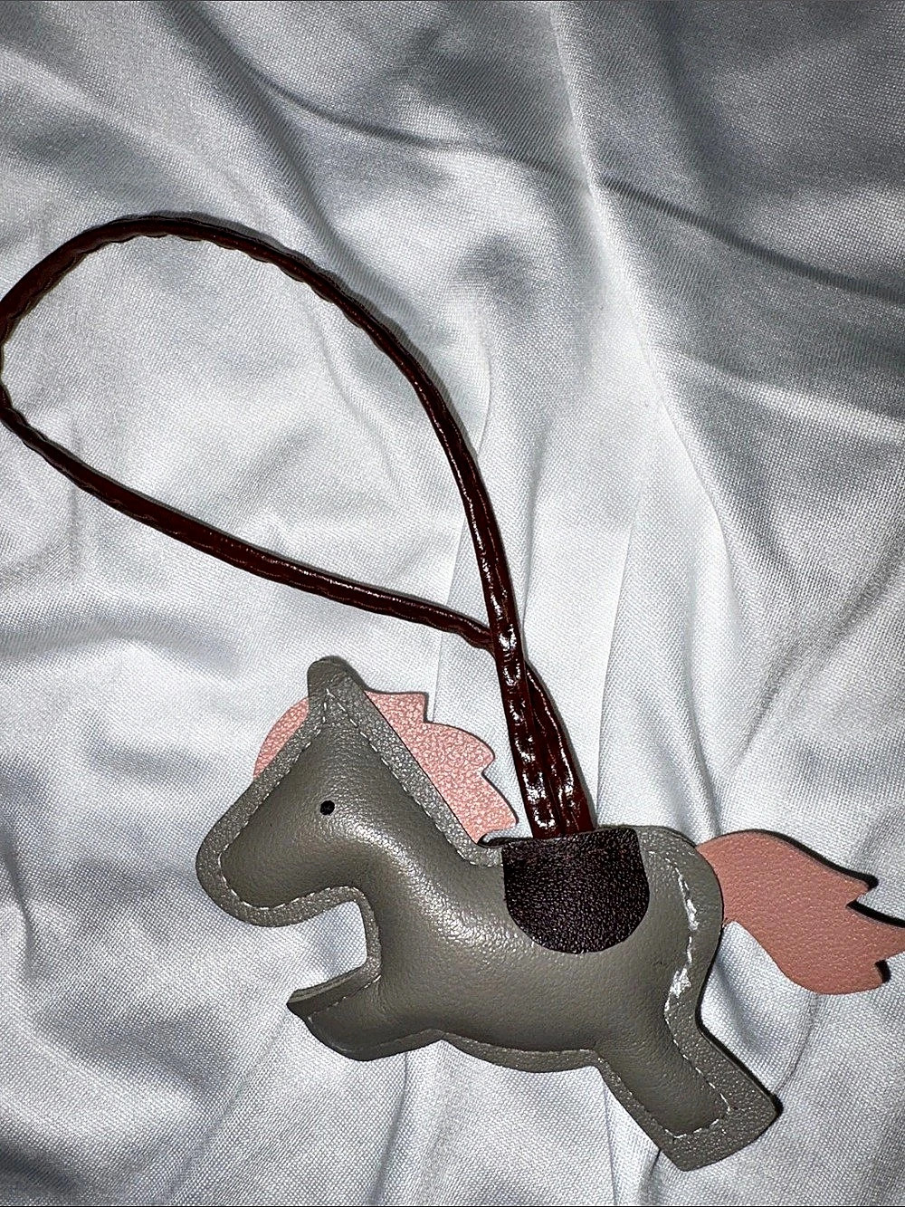 Gray & Pink Horse Bag Charm